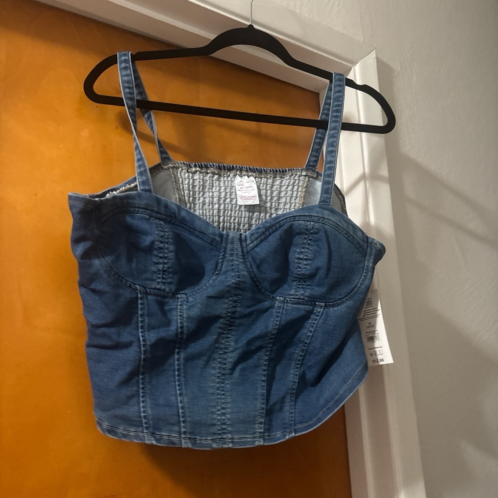 No Boundaries Blue Denim Crop Top